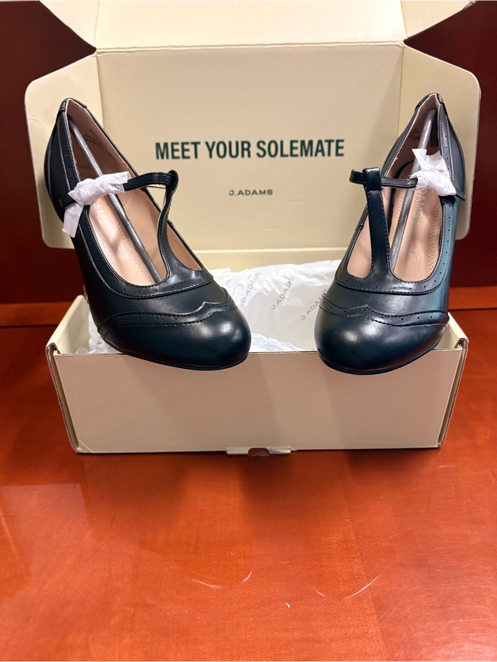 Adams Black T-Strap Heeled Mary Janes